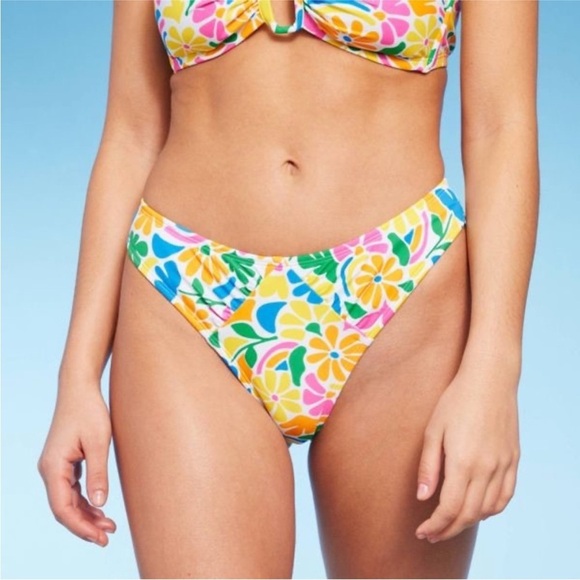 NWOT Wild Fable Scoop Front Ultra Cheeky Ultra High Leg Bikini Bottom Medium - Picture 2 of 3